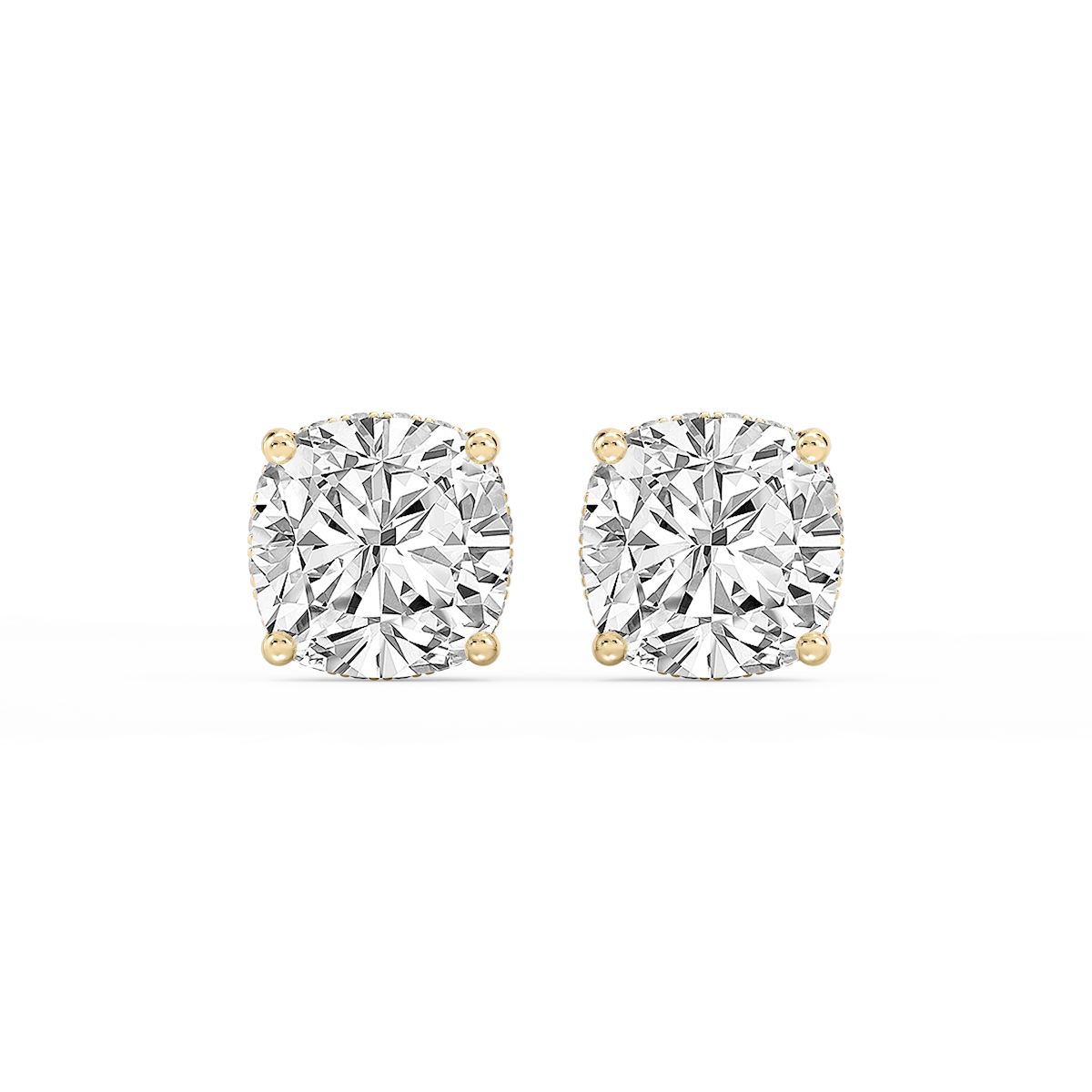 Cushion Lab Grown Diamond Hidden Halo Stud Earrings