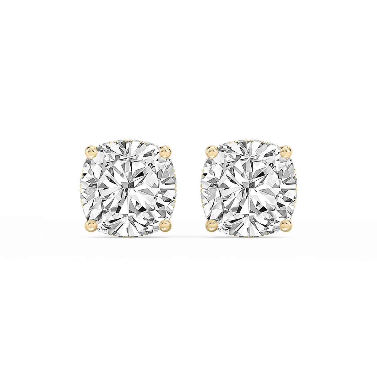 Cushion Lab Grown Diamond Hidden Halo Stud Earrings
