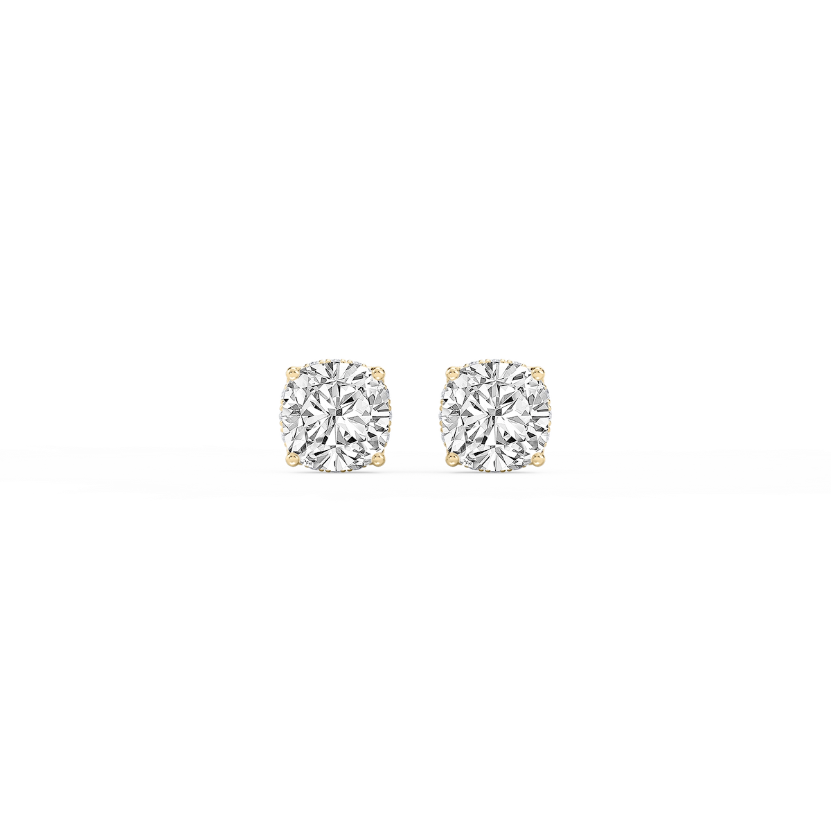 Cushion Lab Grown Diamond Hidden Halo Stud Earrings