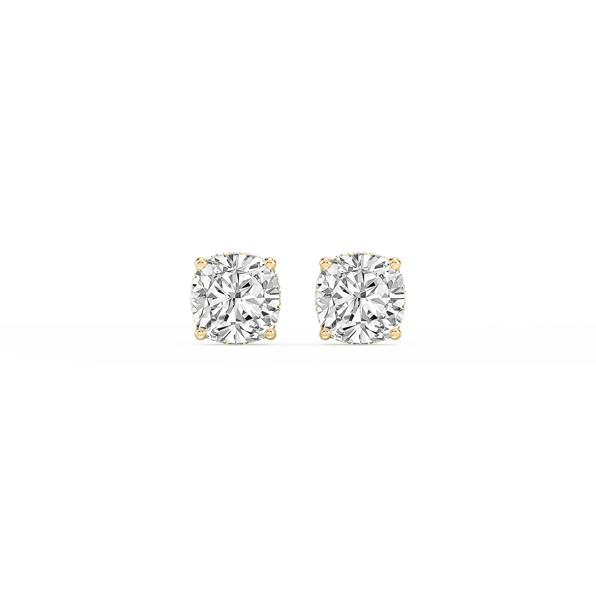 Cushion Lab Grown Diamond Hidden Halo Stud Earrings