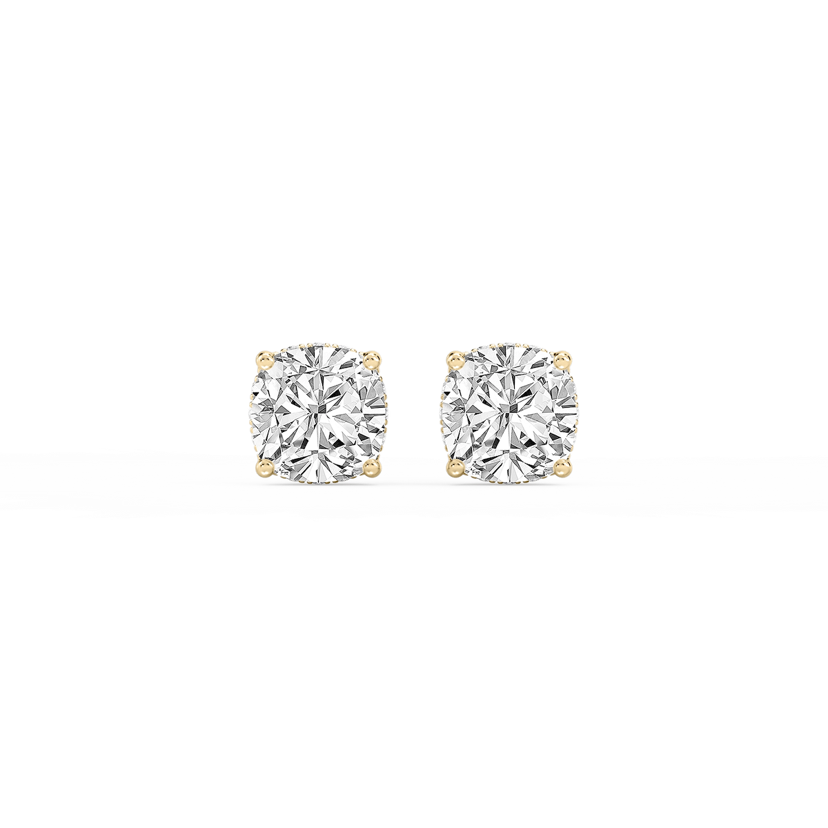 Cushion Lab Grown Diamond Hidden Halo Stud Earrings