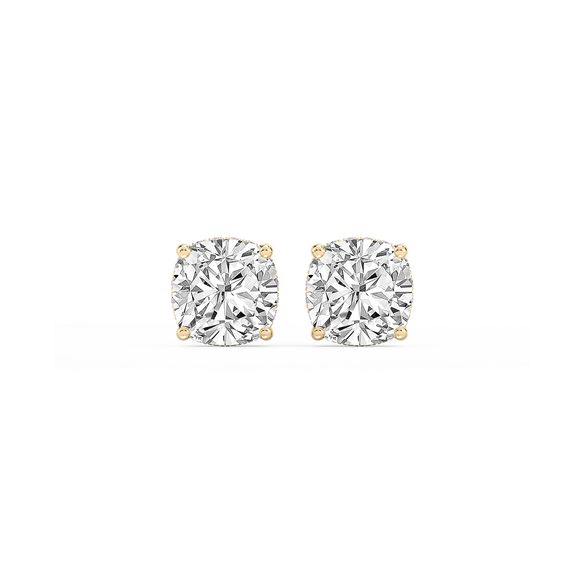 Cushion Lab Grown Diamond Hidden Halo Stud Earrings