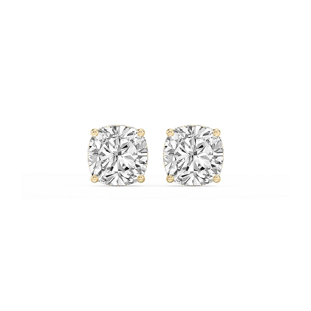 Cushion Lab Grown Diamond Hidden Halo Stud Earrings