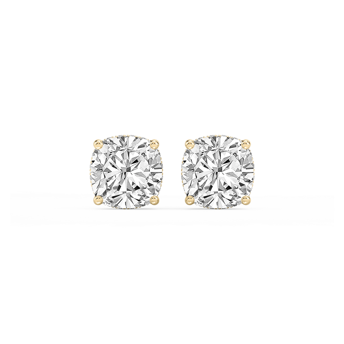 Cushion Lab Grown Diamond Hidden Halo Stud Earrings