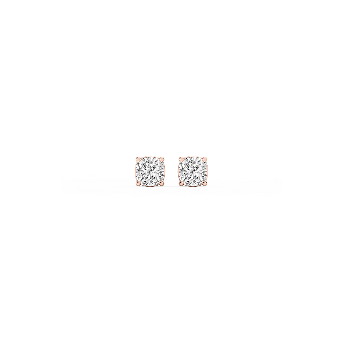 Cushion Lab Grown Diamond Classic Four Prong Basket Threaded Stud Earrings