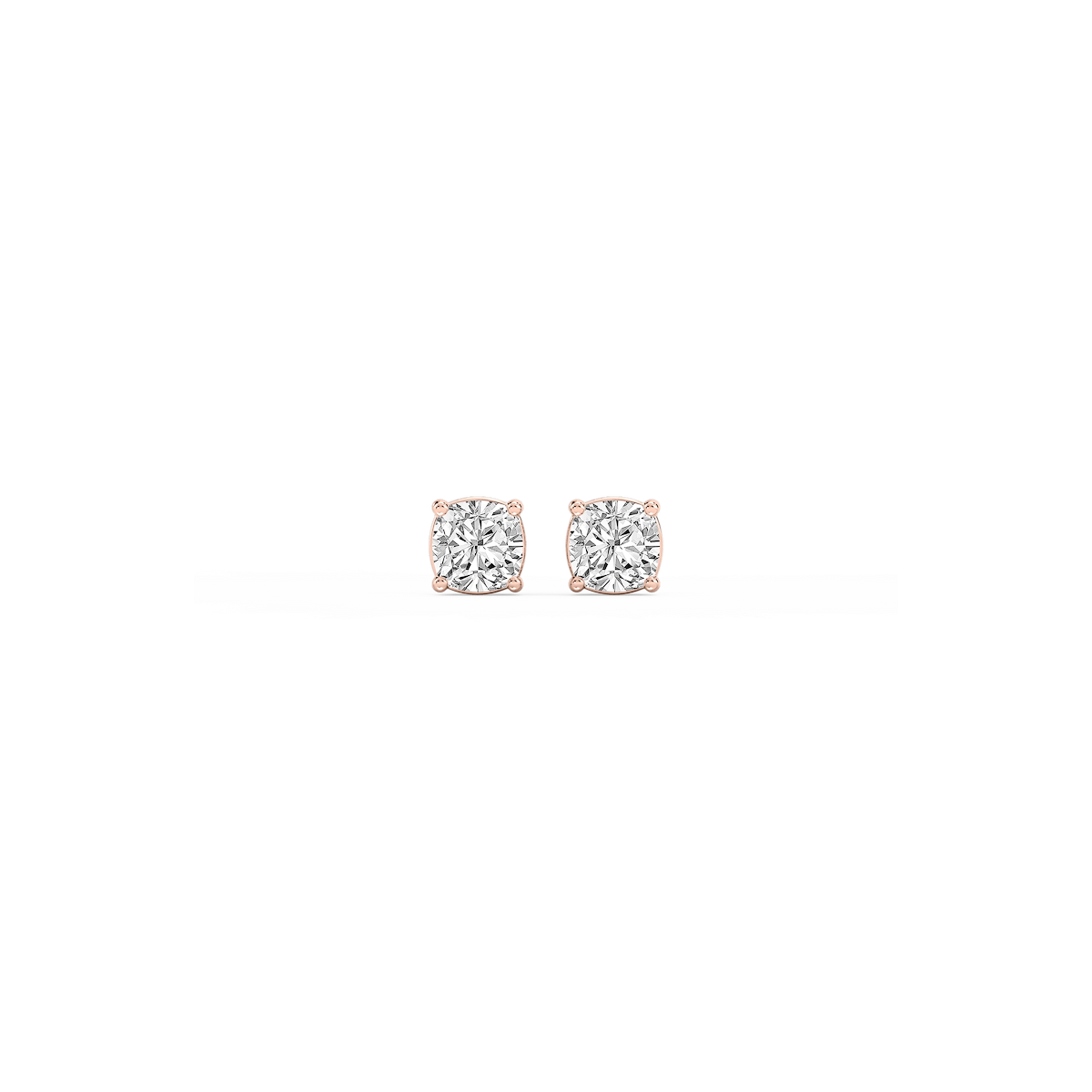 Cushion Lab Grown Diamond Classic Four Prong Basket Threaded Stud Earrings