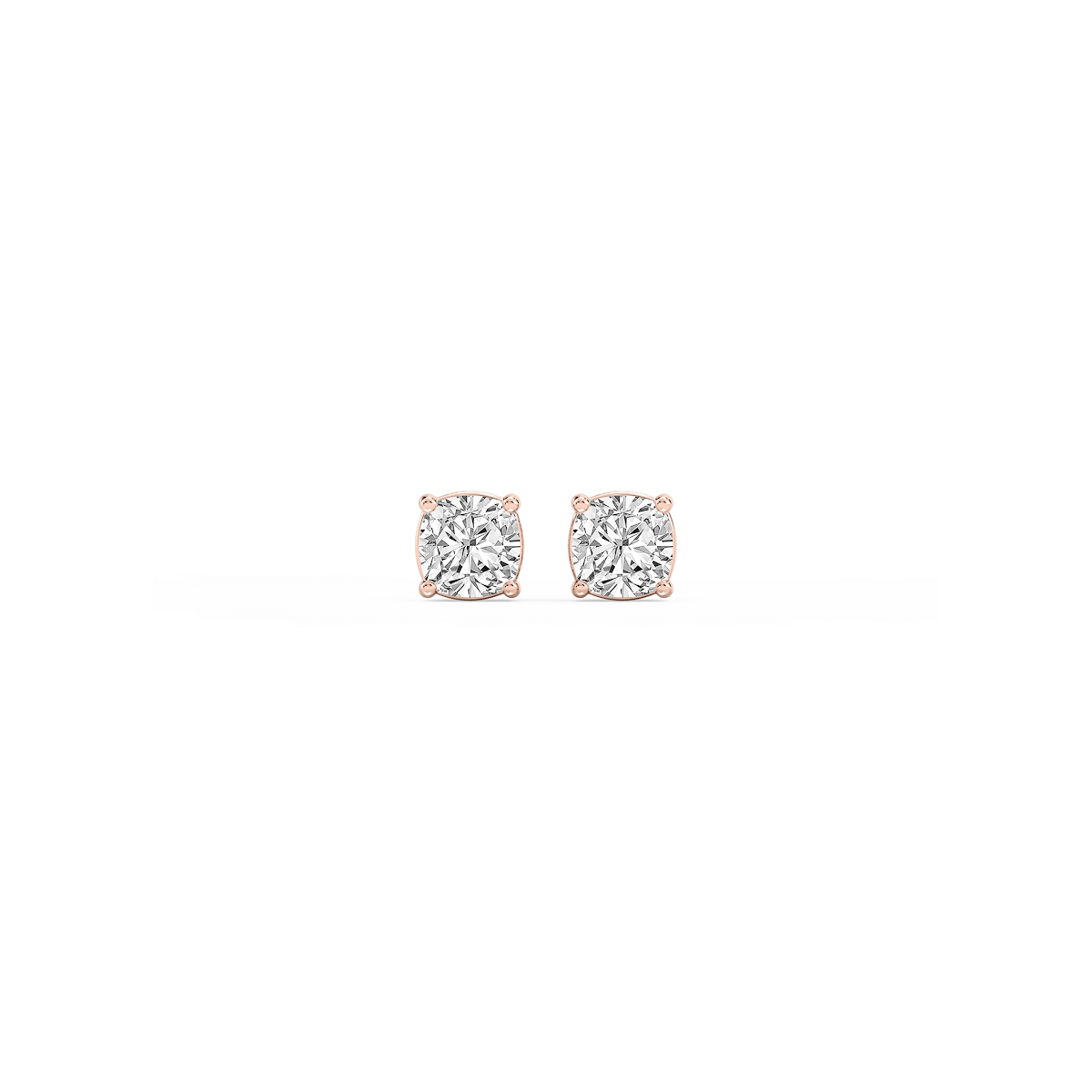 Cushion Lab Grown Diamond Classic Four Prong Basket Threaded Stud Earrings