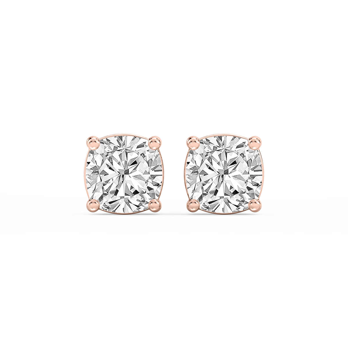 Cushion Lab Grown Diamond Classic Four Prong Basket Threaded Stud Earrings