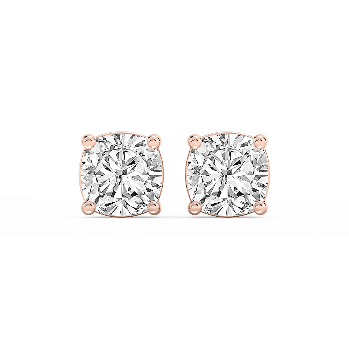 Cushion Lab Grown Diamond Classic Four Prong Basket Threaded Stud Earrings