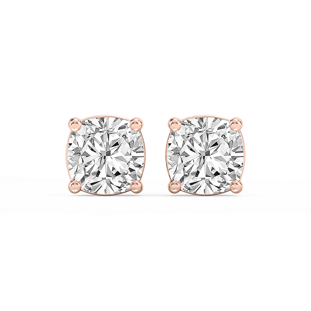 Cushion Lab Grown Diamond Classic Four Prong Basket Threaded Stud Earrings