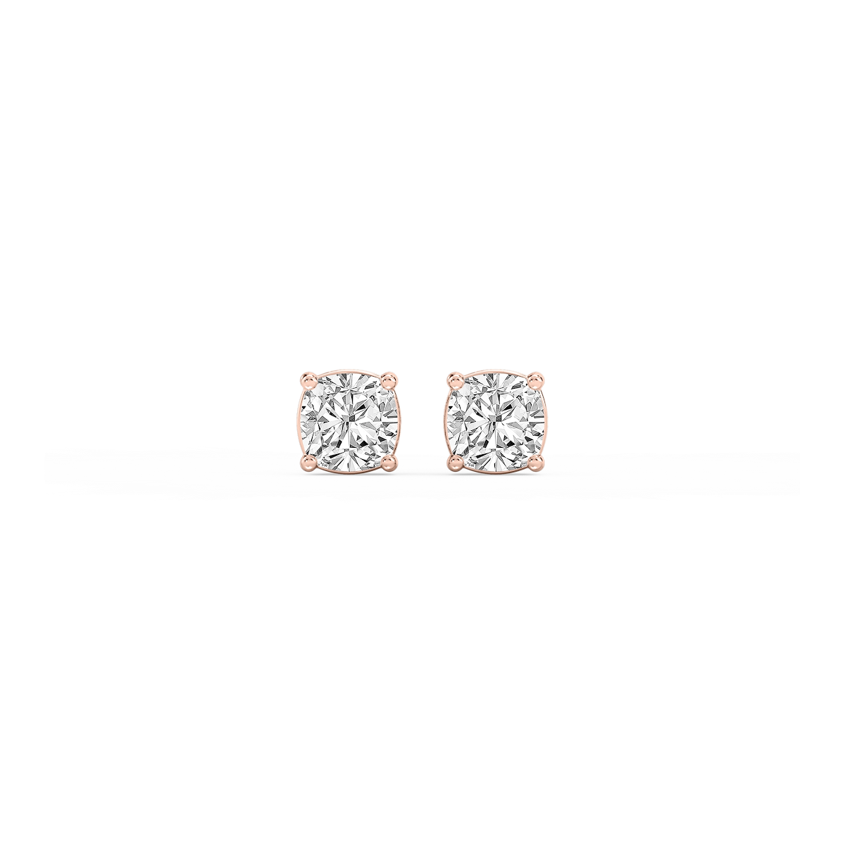 Cushion Lab Grown Diamond Classic Four Prong Basket Threaded Stud Earrings