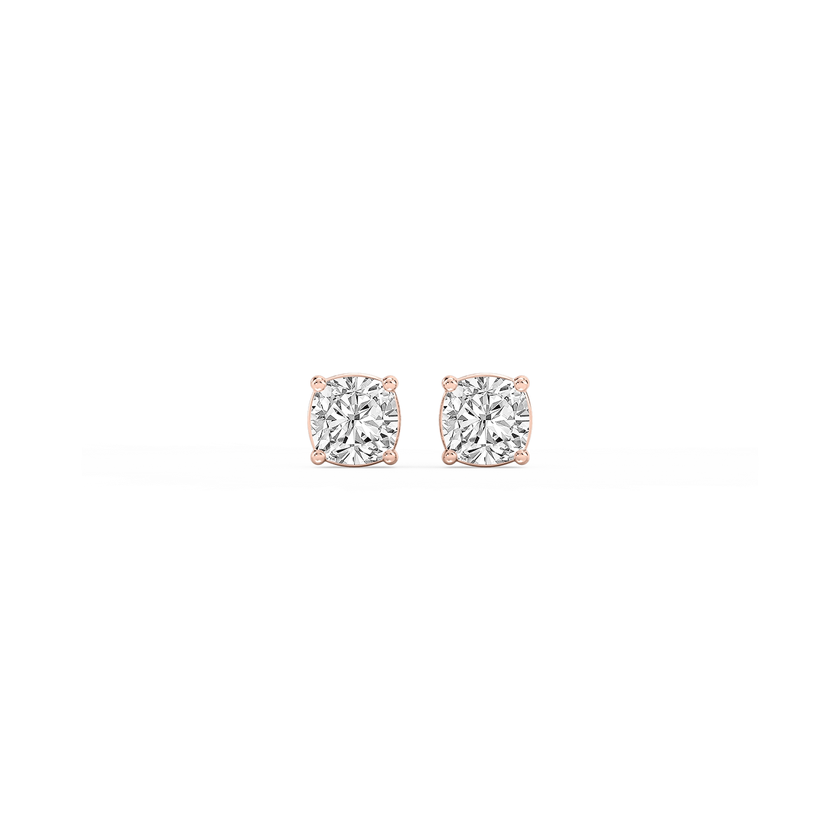 Cushion Lab Grown Diamond Classic Four Prong Basket Threaded Stud Earrings