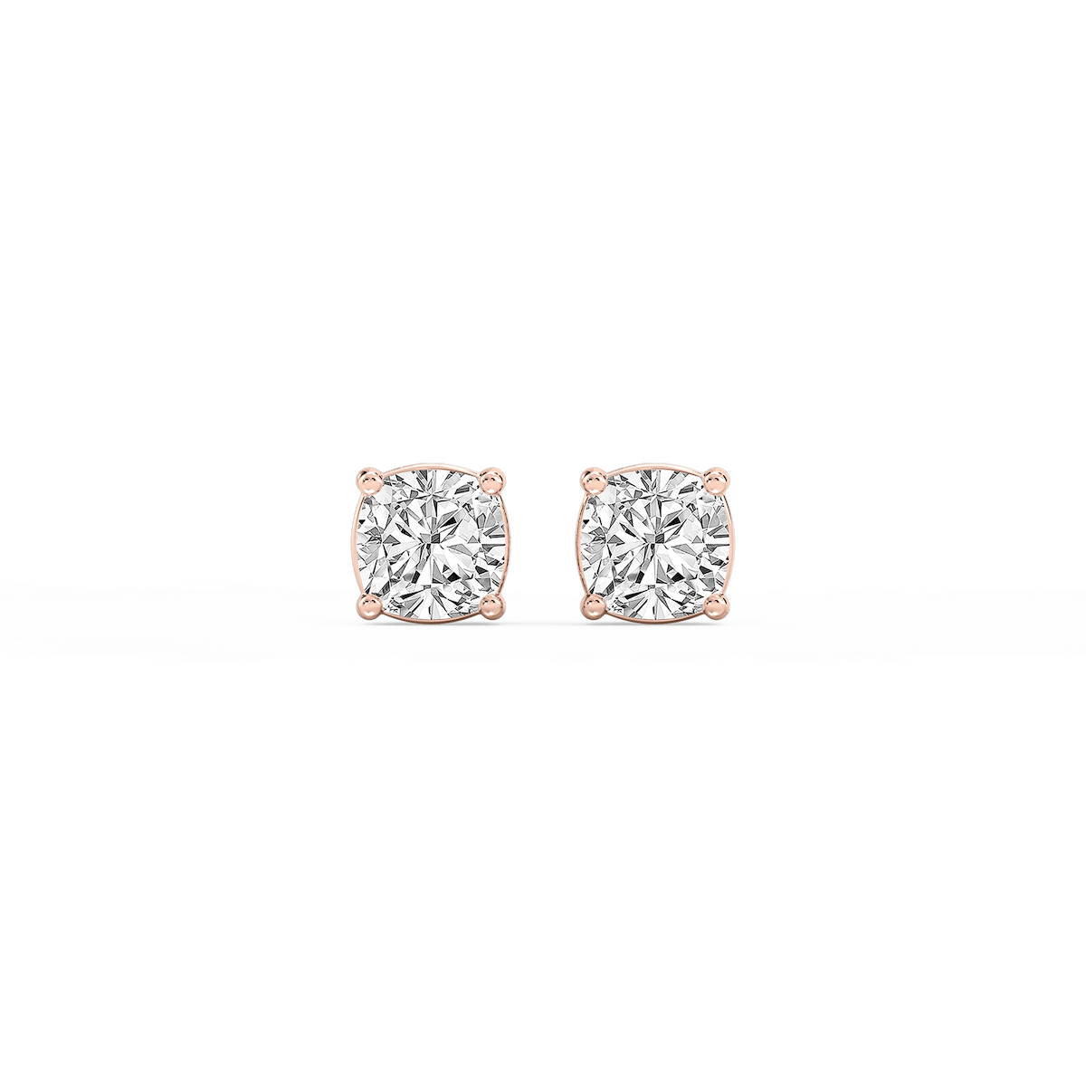 Cushion Lab Grown Diamond Classic Four Prong Basket Threaded Stud Earrings