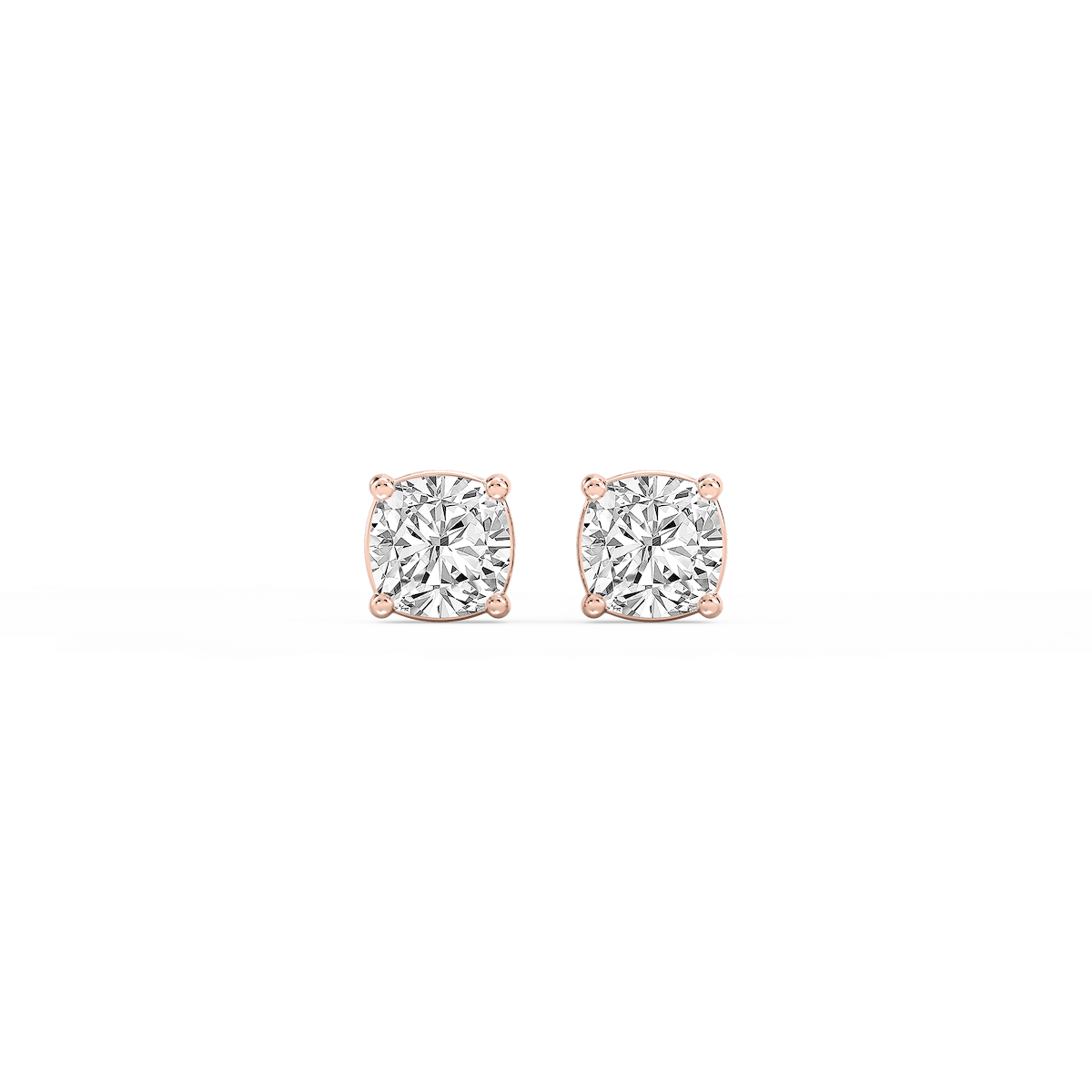 Cushion Lab Grown Diamond Classic Four Prong Basket Threaded Stud Earrings