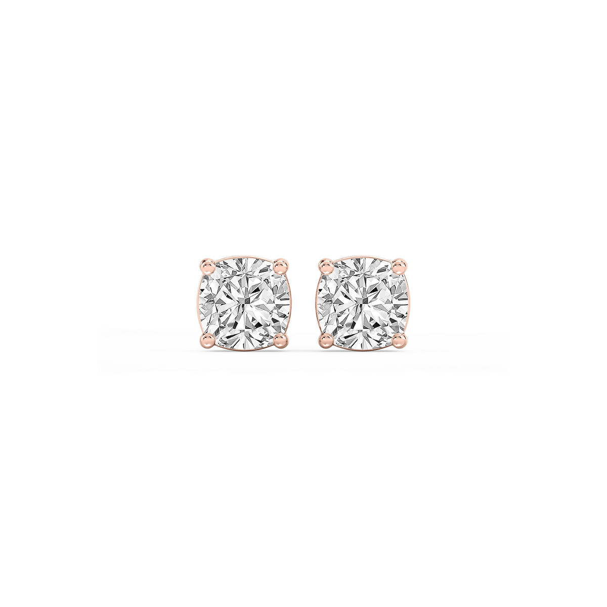Cushion Lab Grown Diamond Classic Four Prong Basket Threaded Stud Earrings