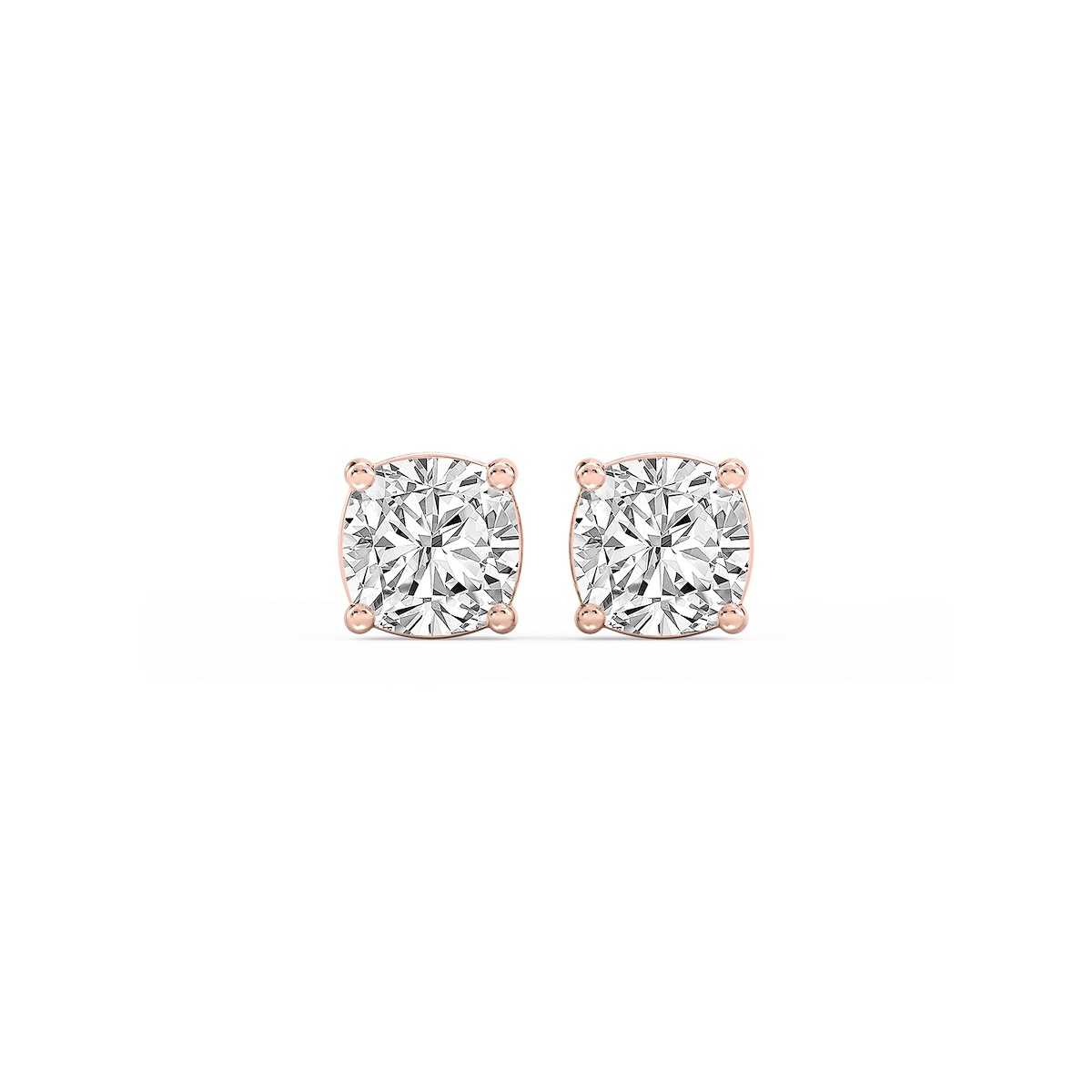 Cushion Lab Grown Diamond Classic Four Prong Basket Threaded Stud Earrings
