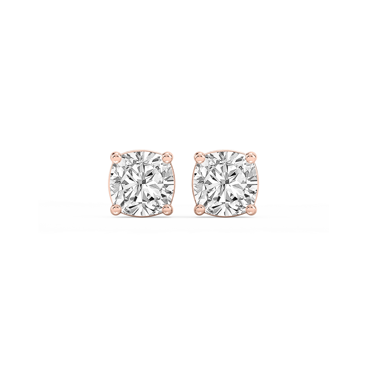 Cushion Lab Grown Diamond Classic Four Prong Basket Threaded Stud Earrings
