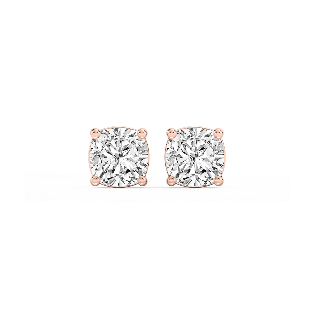 Cushion Lab Grown Diamond Classic Four Prong Basket Threaded Stud Earrings