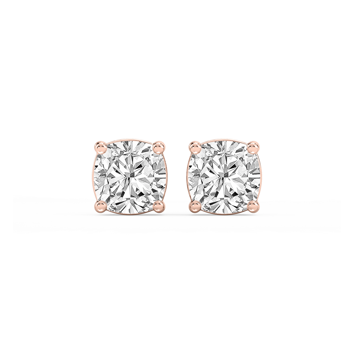 Cushion Lab Grown Diamond Classic Four Prong Basket Threaded Stud Earrings