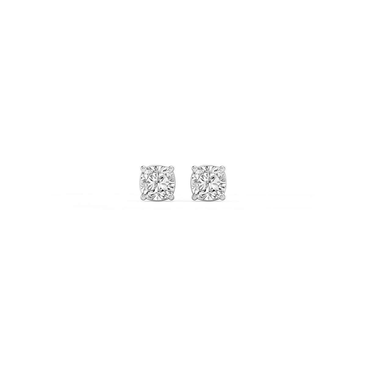 Cushion Lab Grown Diamond Classic Four Prong Basket Threaded Stud Earrings