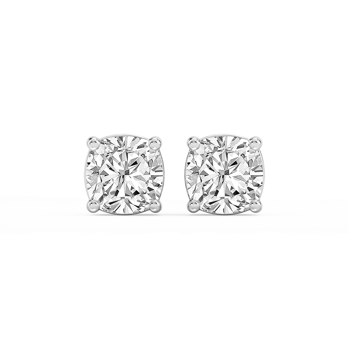 Cushion Lab Grown Diamond Classic Four Prong Basket Threaded Stud Earrings