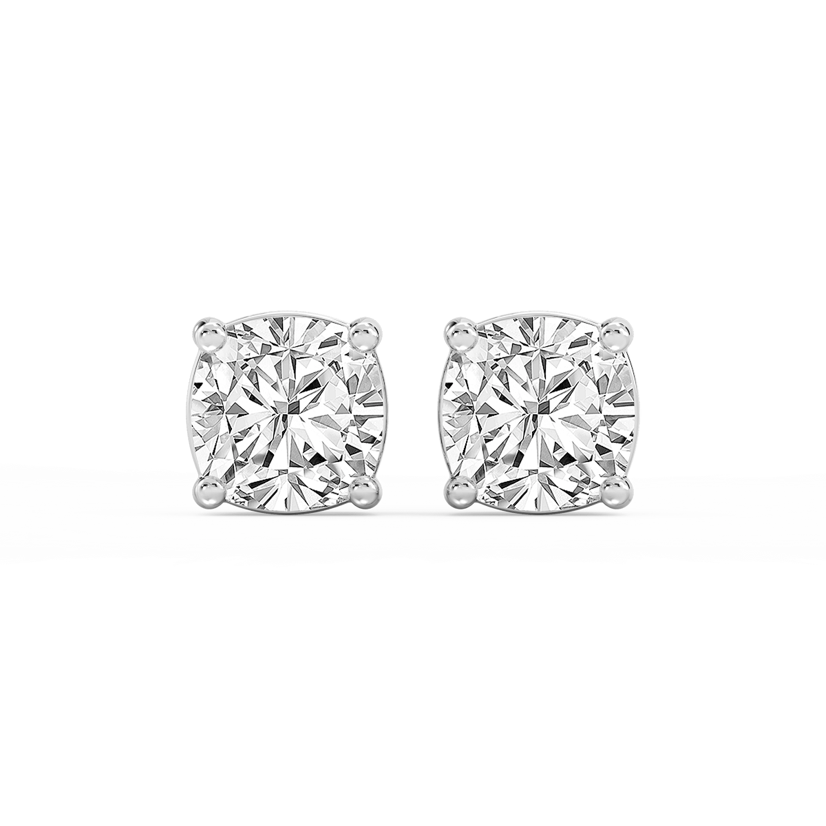 Cushion Lab Grown Diamond Classic Four Prong Basket Threaded Stud Earrings