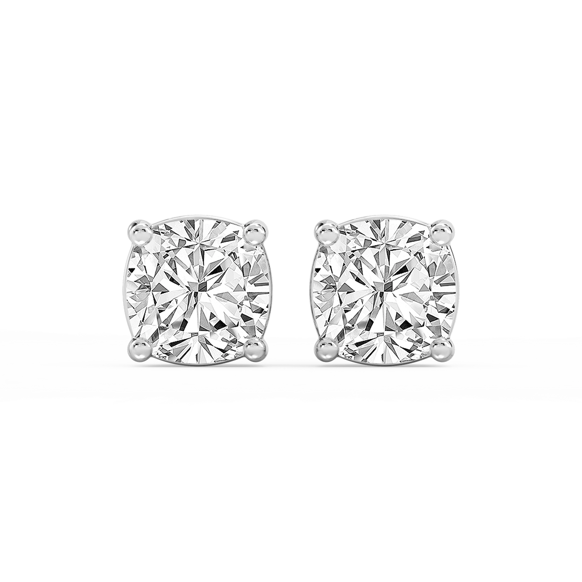 Cushion Lab Grown Diamond Classic Four Prong Basket Threaded Stud Earrings