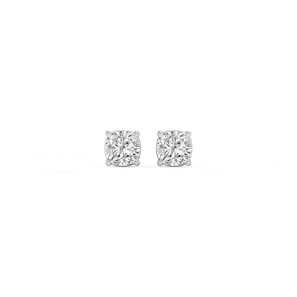 Cushion Lab Grown Diamond Classic Four Prong Basket Threaded Stud Earrings