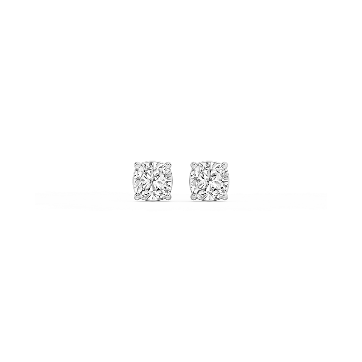 Cushion Lab Grown Diamond Classic Four Prong Basket Threaded Stud Earrings