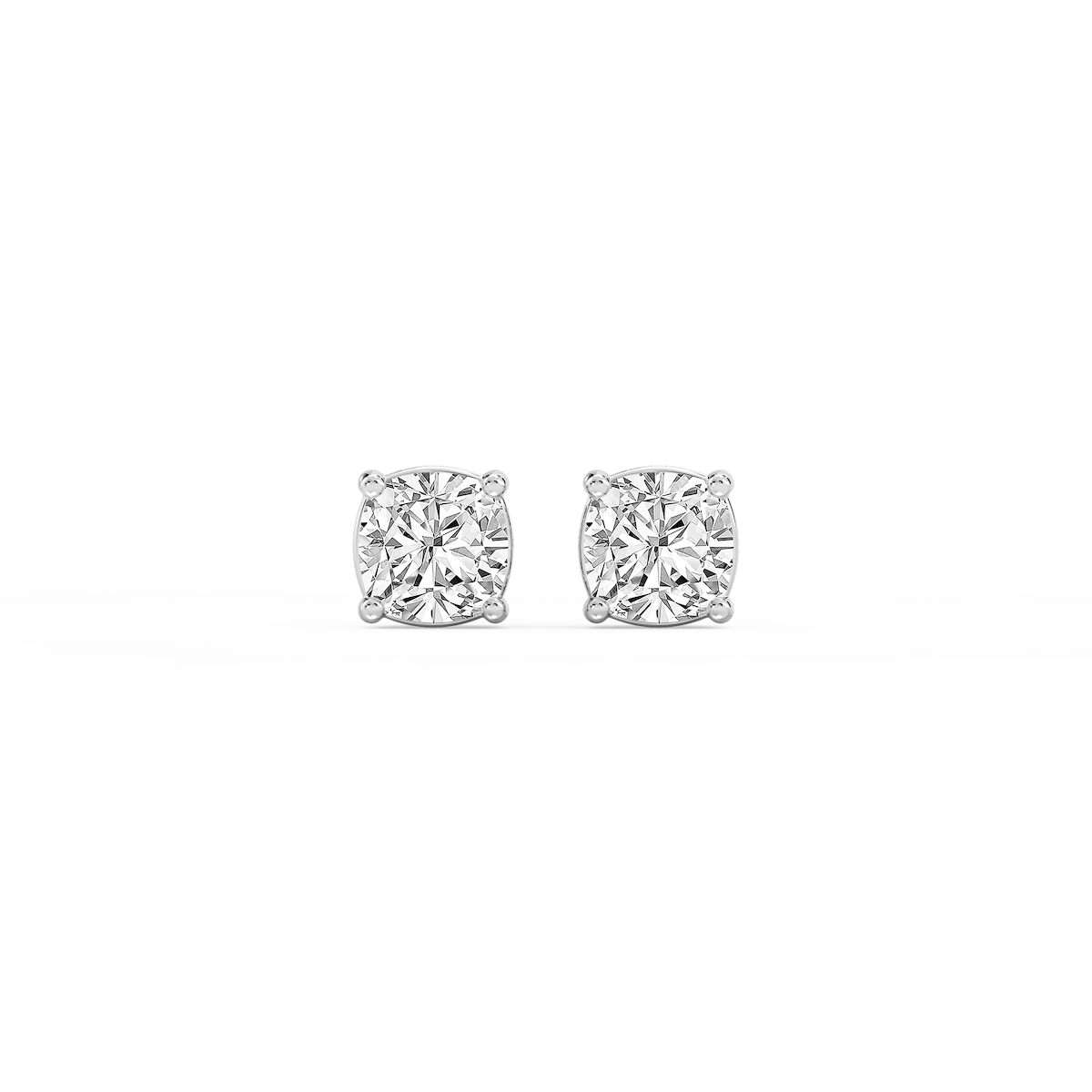 Cushion Lab Grown Diamond Classic Four Prong Basket Threaded Stud Earrings