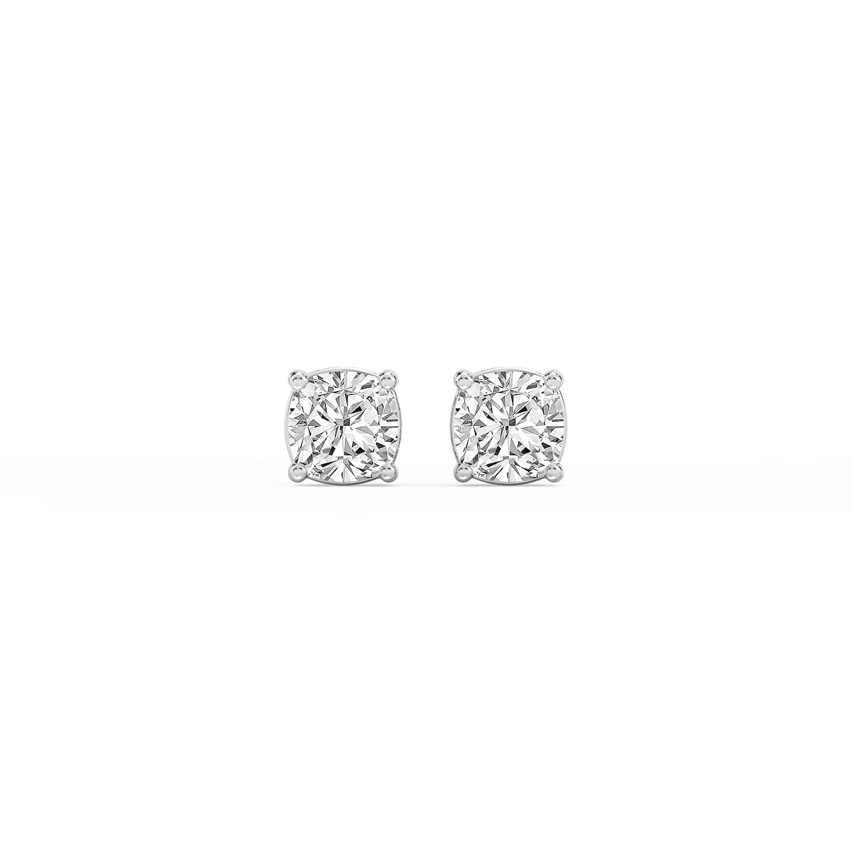 Cushion Lab Grown Diamond Classic Four Prong Basket Threaded Stud Earrings