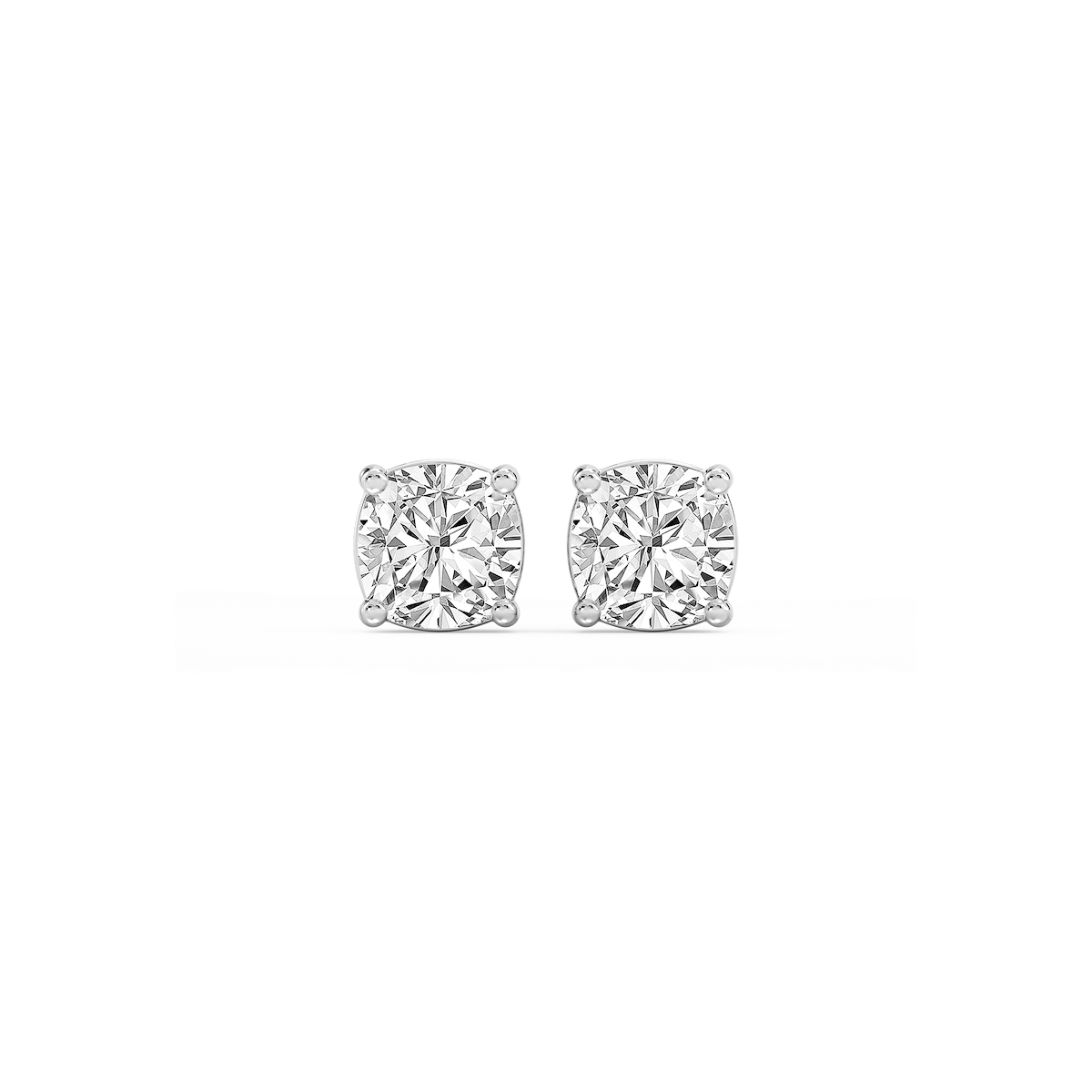 Cushion Lab Grown Diamond Classic Four Prong Basket Threaded Stud Earrings