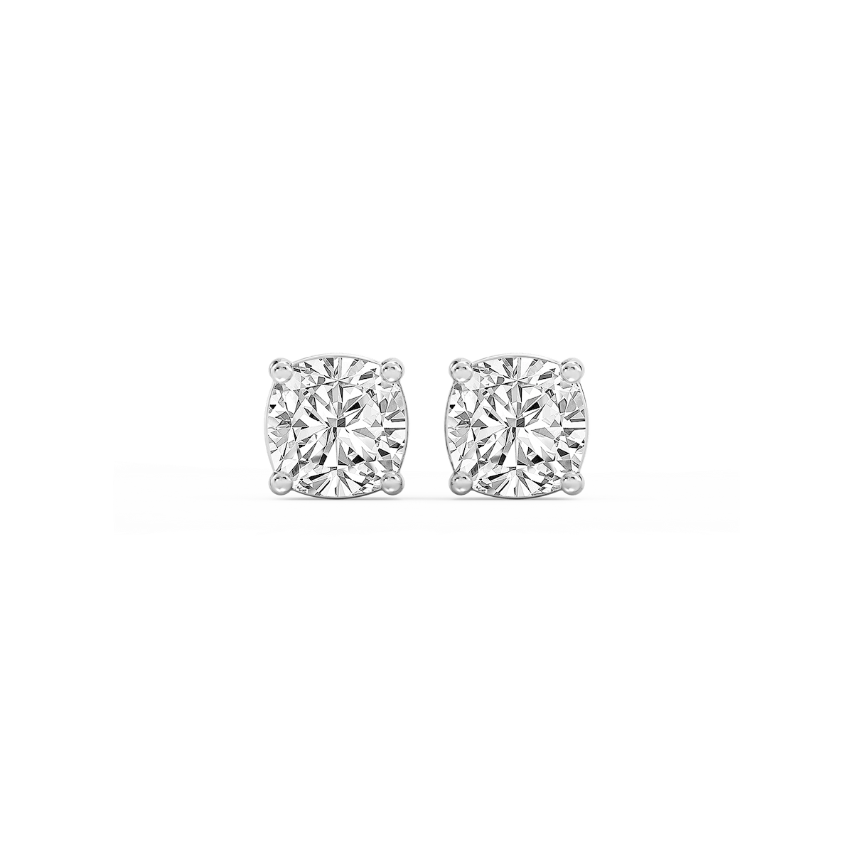 Cushion Lab Grown Diamond Classic Four Prong Basket Threaded Stud Earrings