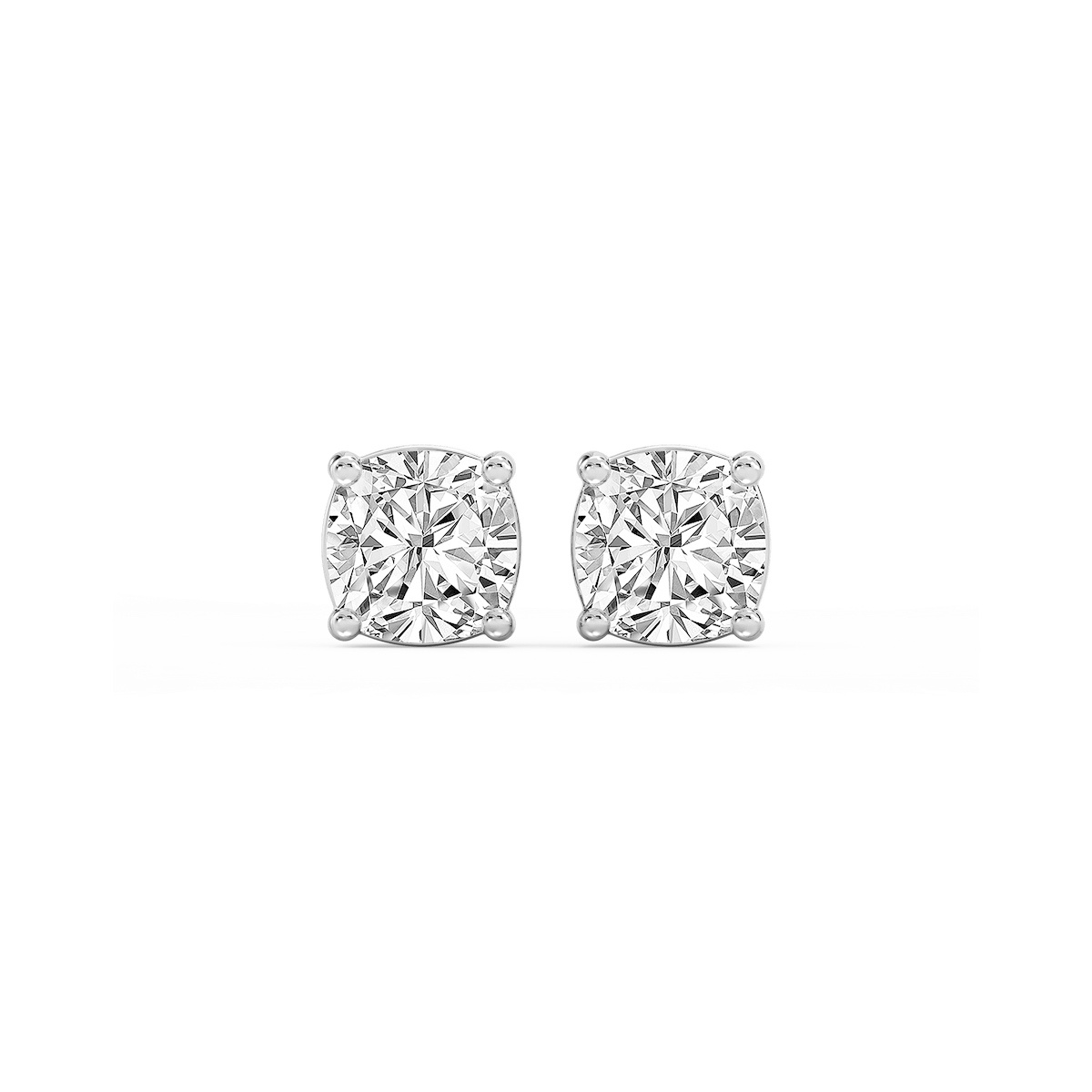 Cushion Lab Grown Diamond Classic Four Prong Basket Threaded Stud Earrings