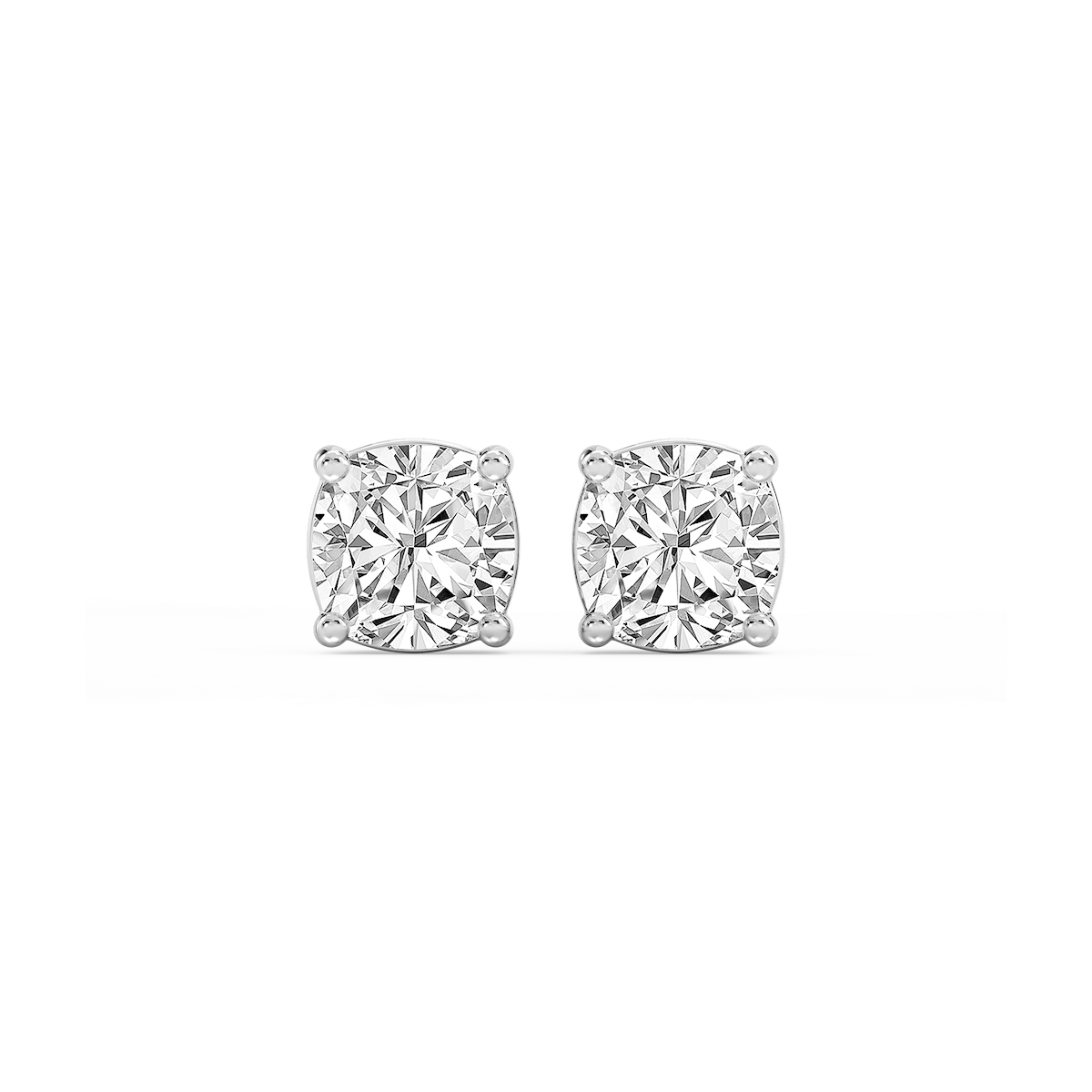 Cushion Lab Grown Diamond Classic Four Prong Basket Threaded Stud Earrings