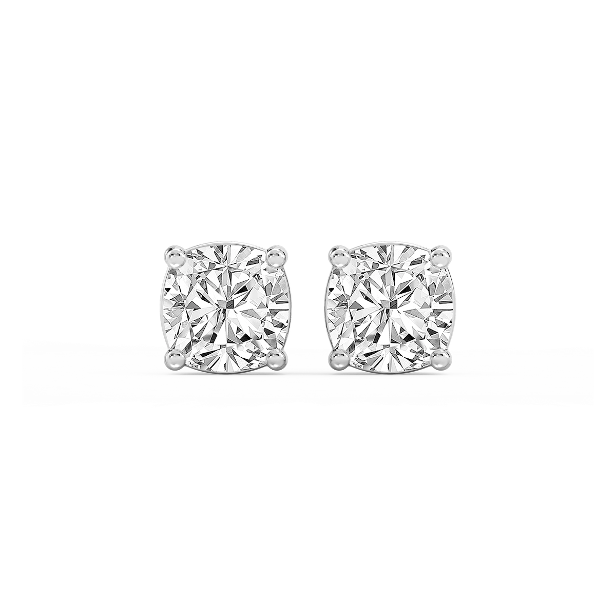 Cushion Lab Grown Diamond Classic Four Prong Basket Threaded Stud Earrings