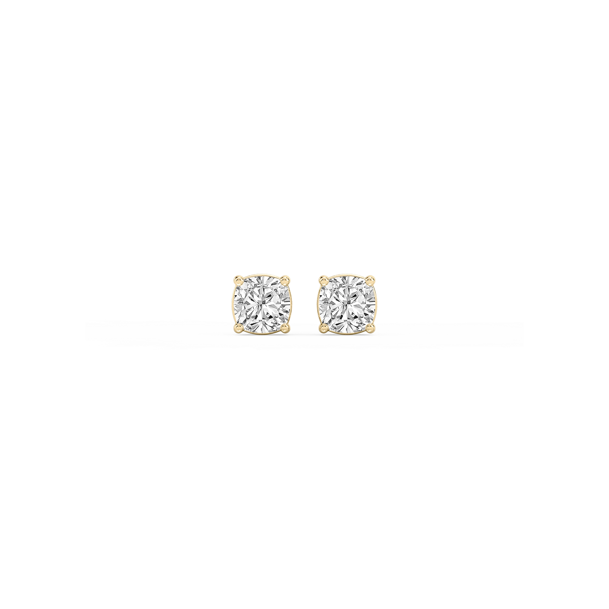Cushion Lab Grown Diamond Classic Four Prong Basket Threaded Stud Earrings