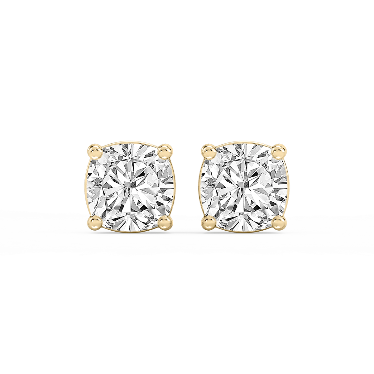 Cushion Lab Grown Diamond Classic Four Prong Basket Threaded Stud Earrings
