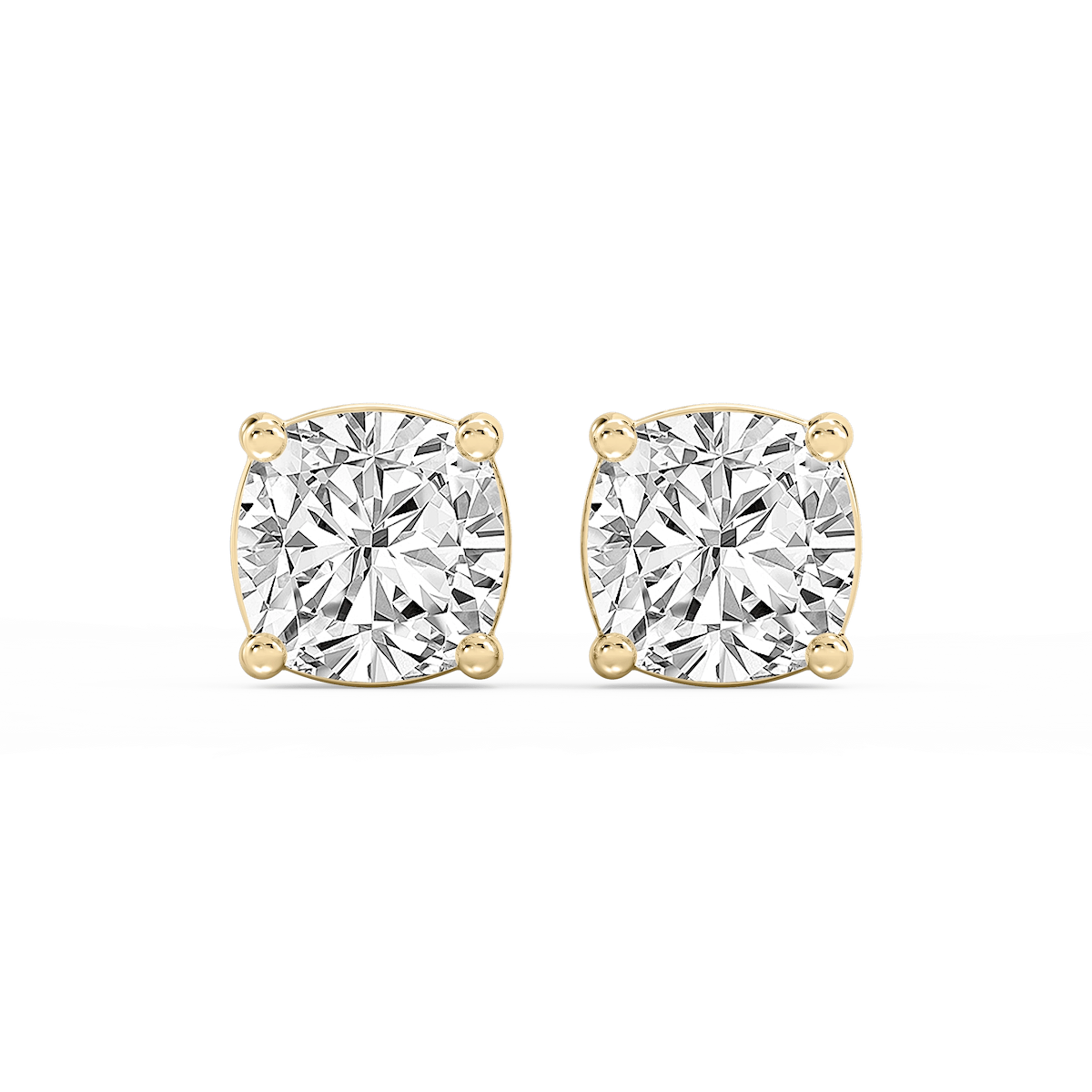Cushion Lab Grown Diamond Classic Four Prong Basket Threaded Stud Earrings