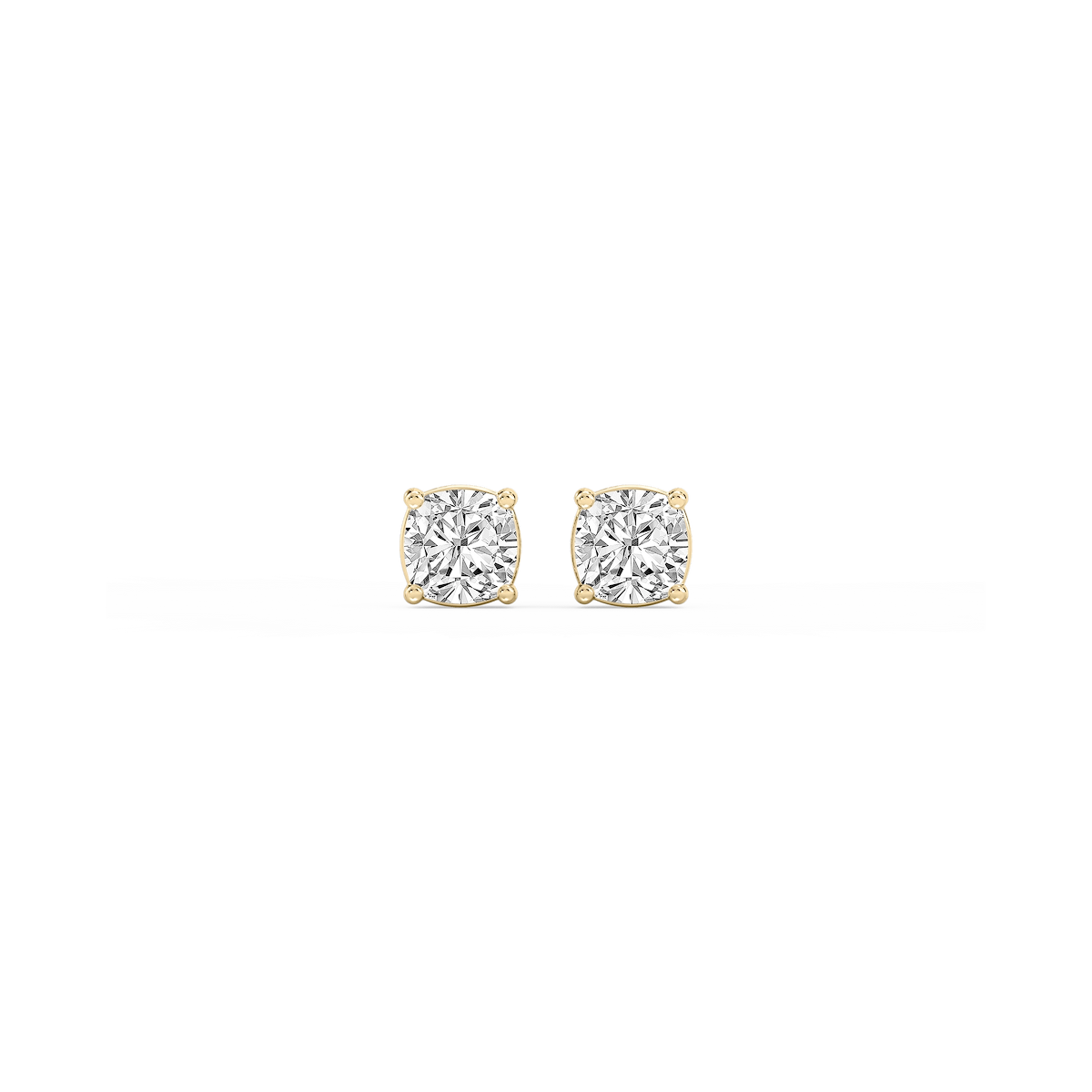 Cushion Lab Grown Diamond Classic Four Prong Basket Threaded Stud Earrings