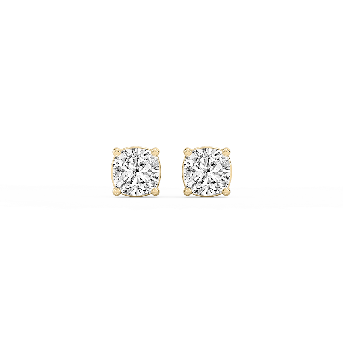 Cushion Lab Grown Diamond Classic Four Prong Basket Threaded Stud Earrings