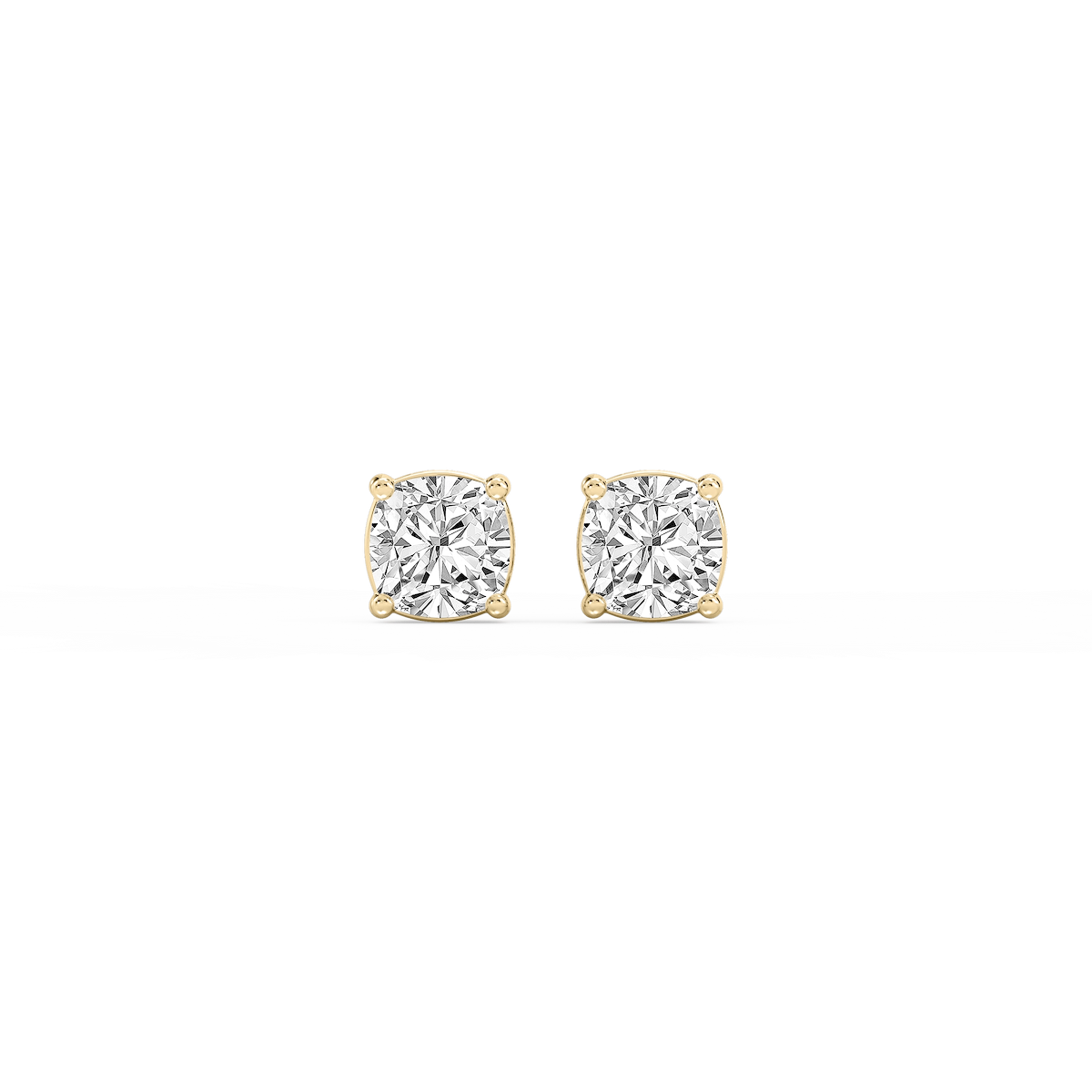 Cushion Lab Grown Diamond Classic Four Prong Basket Threaded Stud Earrings