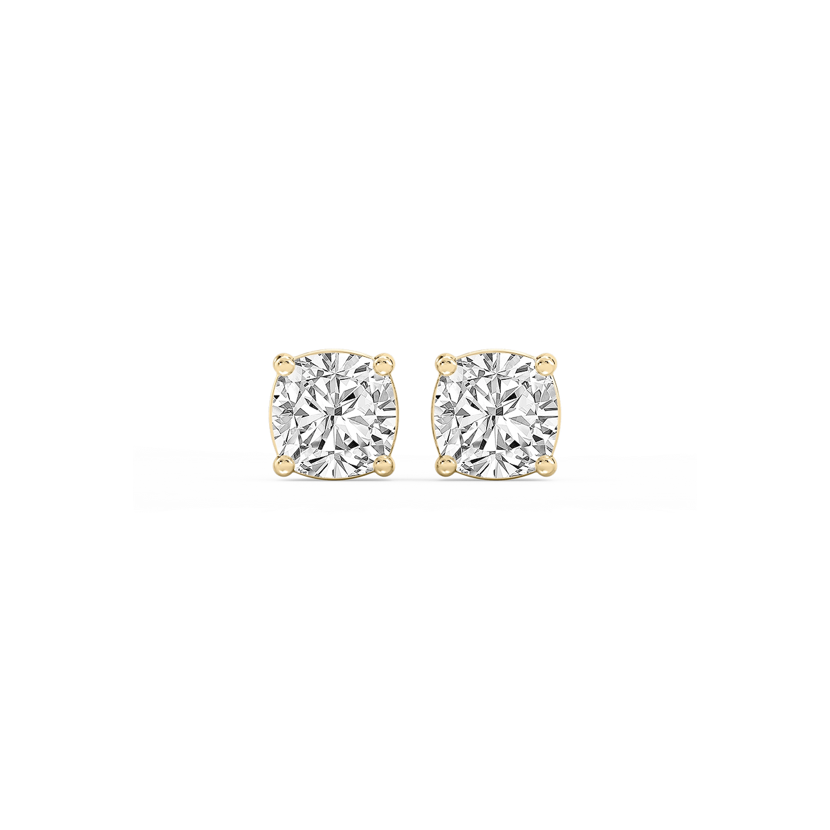 Cushion Lab Grown Diamond Classic Four Prong Basket Threaded Stud Earrings