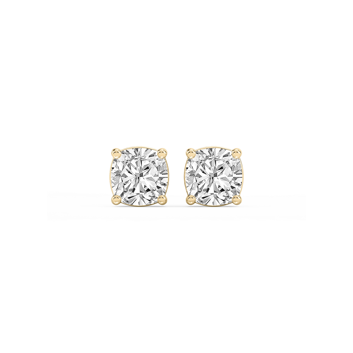 Cushion Lab Grown Diamond Classic Four Prong Basket Threaded Stud Earrings