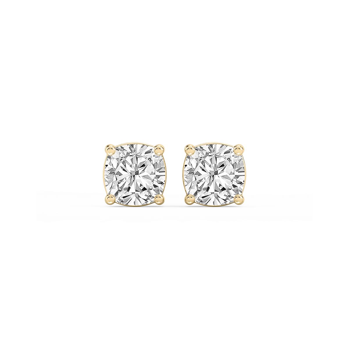Cushion Lab Grown Diamond Classic Four Prong Basket Threaded Stud Earrings