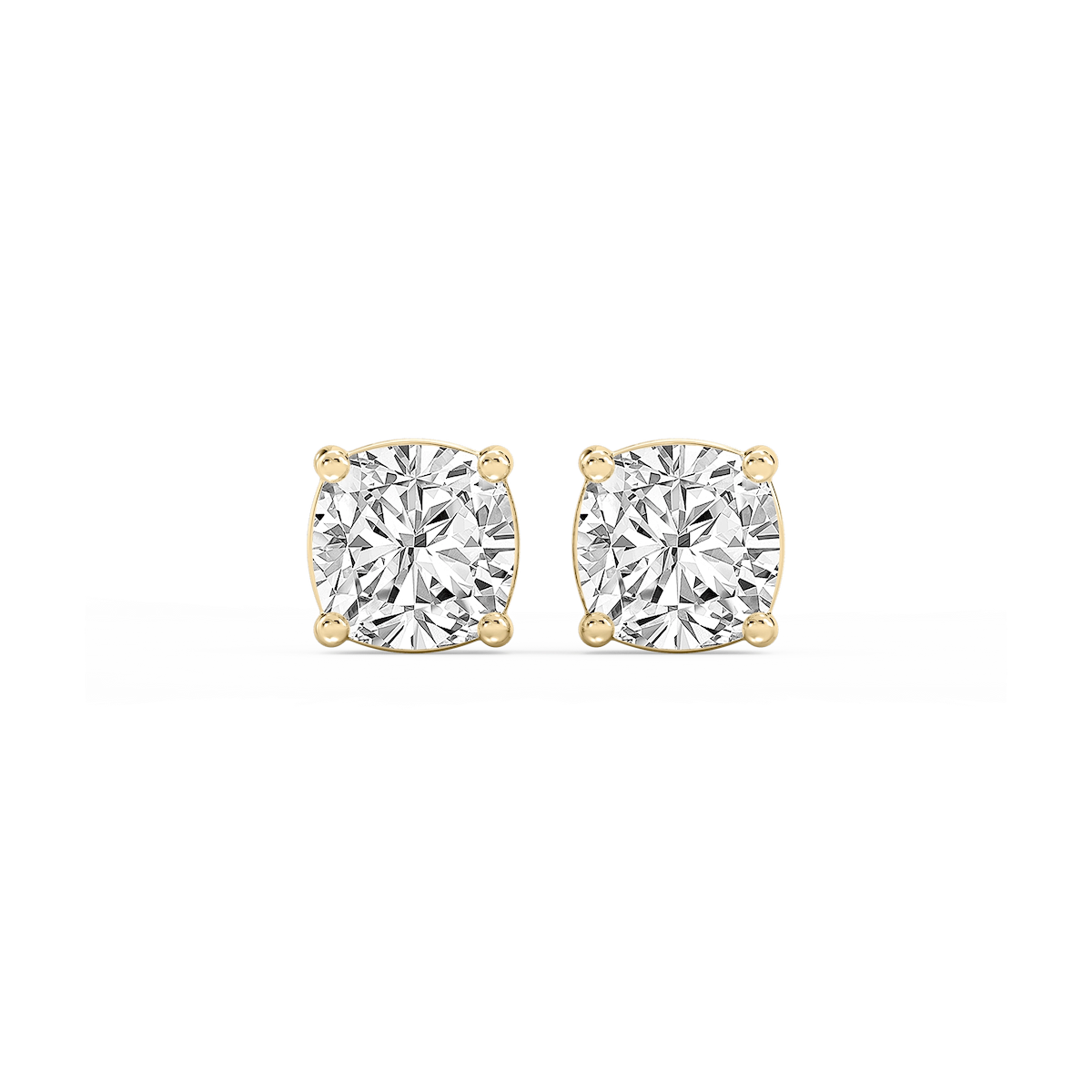 Cushion Lab Grown Diamond Classic Four Prong Basket Threaded Stud Earrings