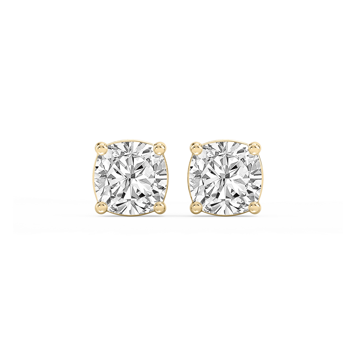 Cushion Lab Grown Diamond Classic Four Prong Basket Threaded Stud Earrings