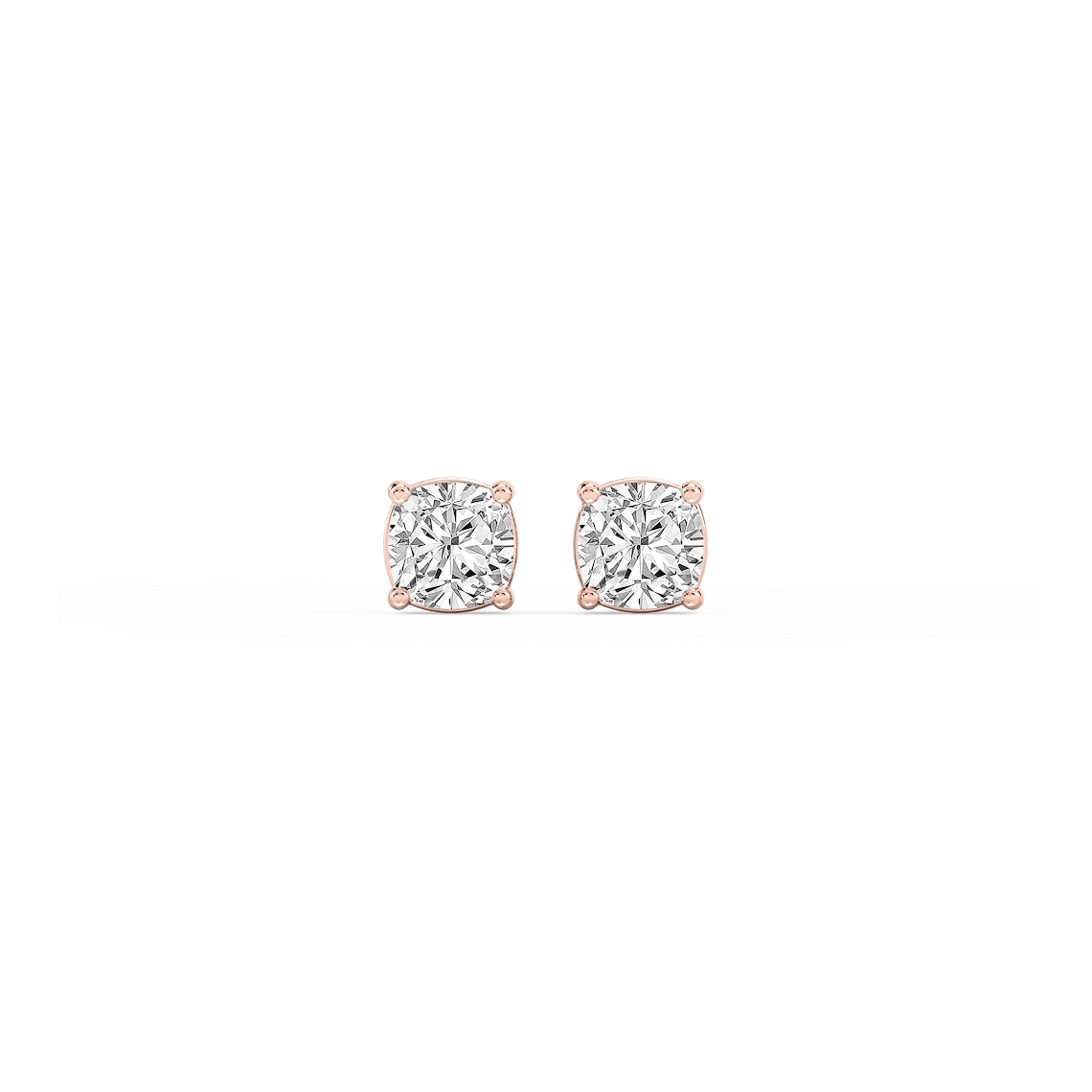 Cushion Lab Grown Diamond Classic Four Prong Threaded Back Stud Earrings