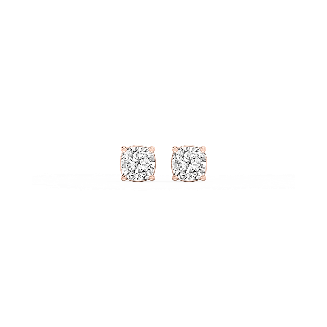 Cushion Lab Grown Diamond Classic Four Prong Threaded Back Stud Earrings