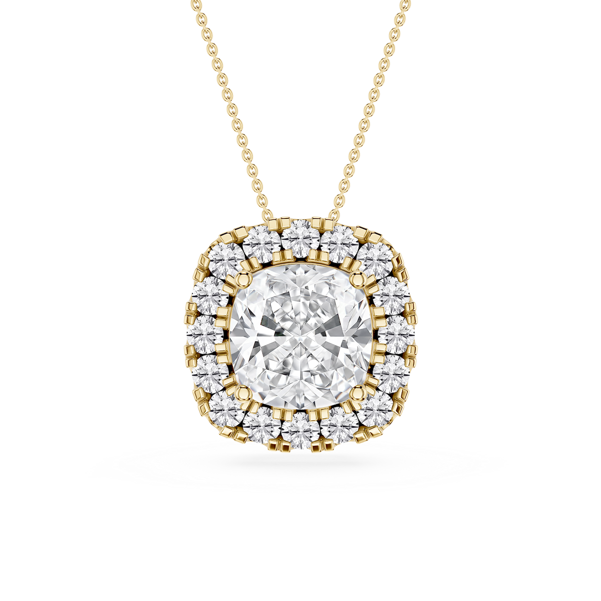 Cushion Lab Grown Diamond Halo Slide Pendant - 16 to 18 Inches